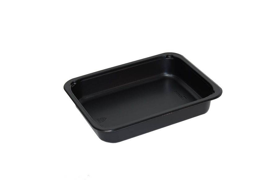 Sabert 36581FMG390 Medium Rectangle Tray Black 32 oz 8.5" x 6.5" x 1.5" 390/CS