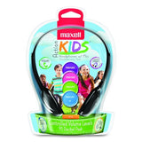 Maxell 195004 Kids Safe Headphones with Inline Microphone, 4 ft Cord, Black with Interchangeable Pink/Blue/Silver Caps 2