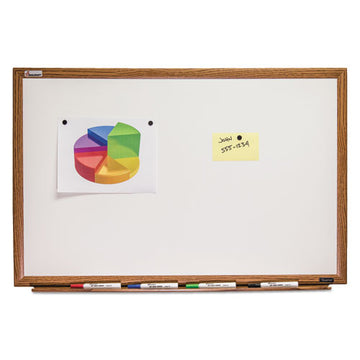 Abilityone 7110013347082 7110013347082 SKILCRAFT Quartet Magnetic Porcelain Dry Erase Board, 72 x 48, White Surface, Light Brown Oak Frame