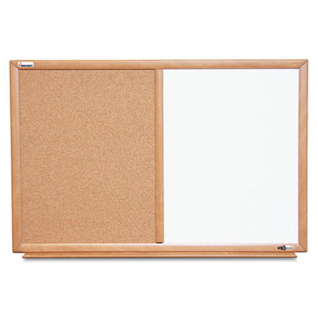 Abilityone 7110015680401 7110015680401 SKILCRAFT Quartet Combination Board, 36 x 24, Tan/White Surface, Oak Wood Frame