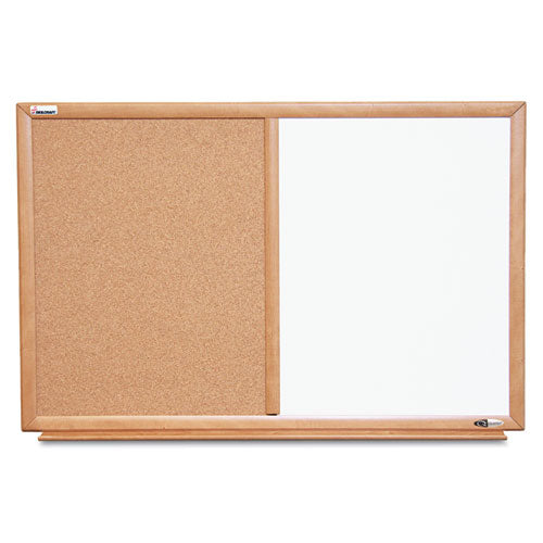 Abilityone 7110015680401 7110015680401 SKILCRAFT Quartet Combination Board, 36 x 24, Tan/White Surface, Oak Wood Frame