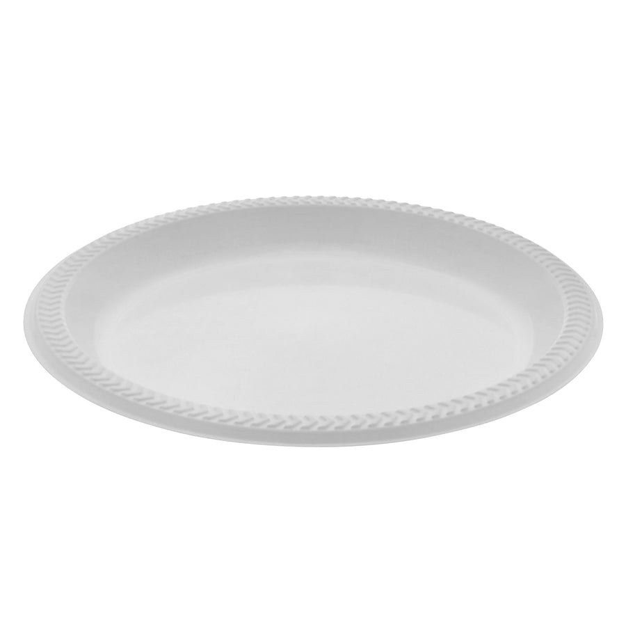 Pactiv YMI9 Meadoware 1-Com Round Plastic Plate 8.875" White 400/CS