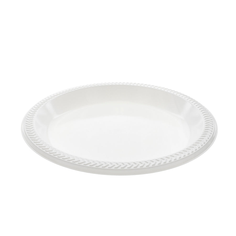 Pactiv MI10 1-Compartment Plastic Plate 10.25" Round White 500/CS
