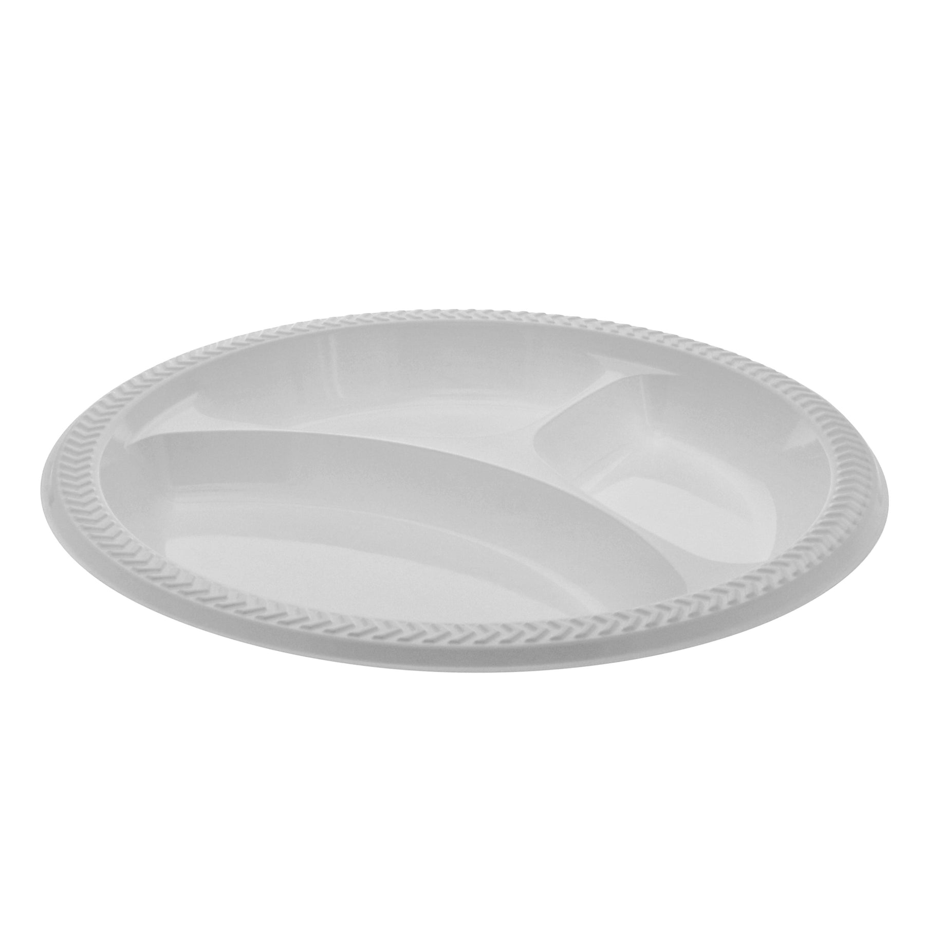 Pactiv MIC10Y Meadoware 3-Compartment Plate 10.25", Plastic, White 500/CS