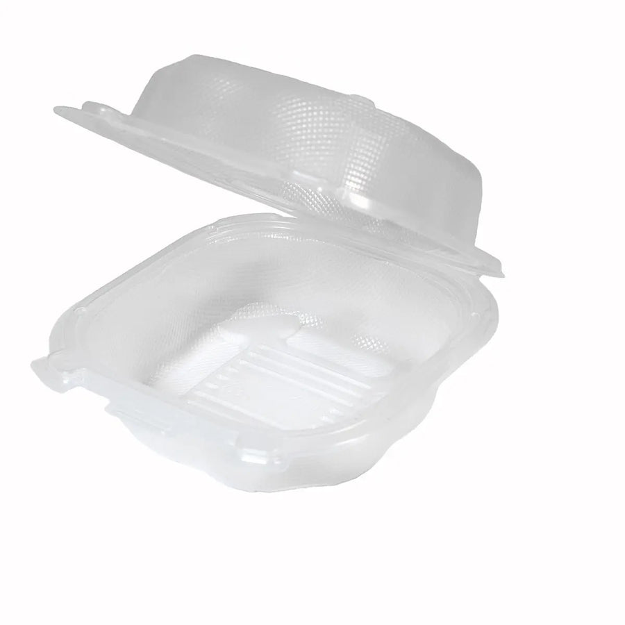 Genpak CLX225A-CL Clover Hinged Sandwich Container Clear Large 5.84" x 6.25" x 2.88" 300/CS