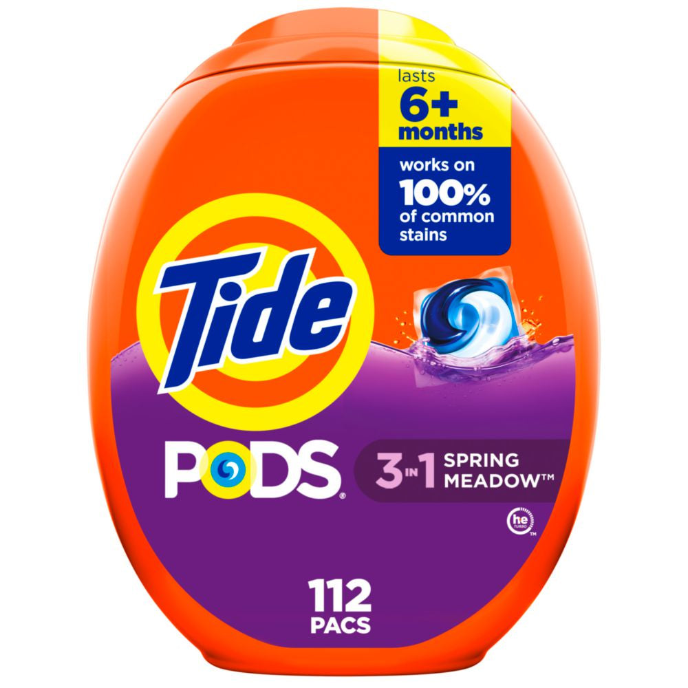 P&g Professional 03250 Tide PODS Liquid Laundry Detergent Pacs Spring Meadow Scent 112 Count 4/CS