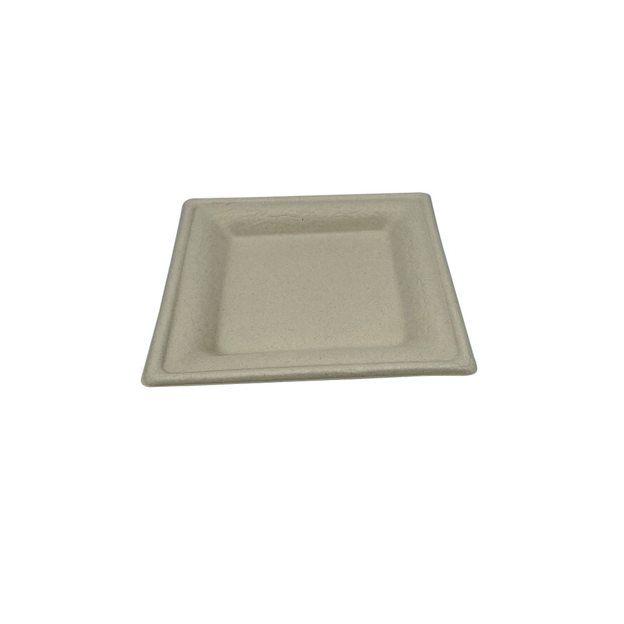 Empress Earth EDP-66-PF Heavy Square Molded Fiber Plate 6.25"x6.25" Natural White PFAS Free 500/CS
