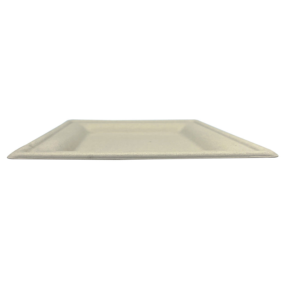 Empress Earth EDP-88-PF Square Heavy Molded Fiber Plate 8" x 8" Natural White PFAS Free 500/CS