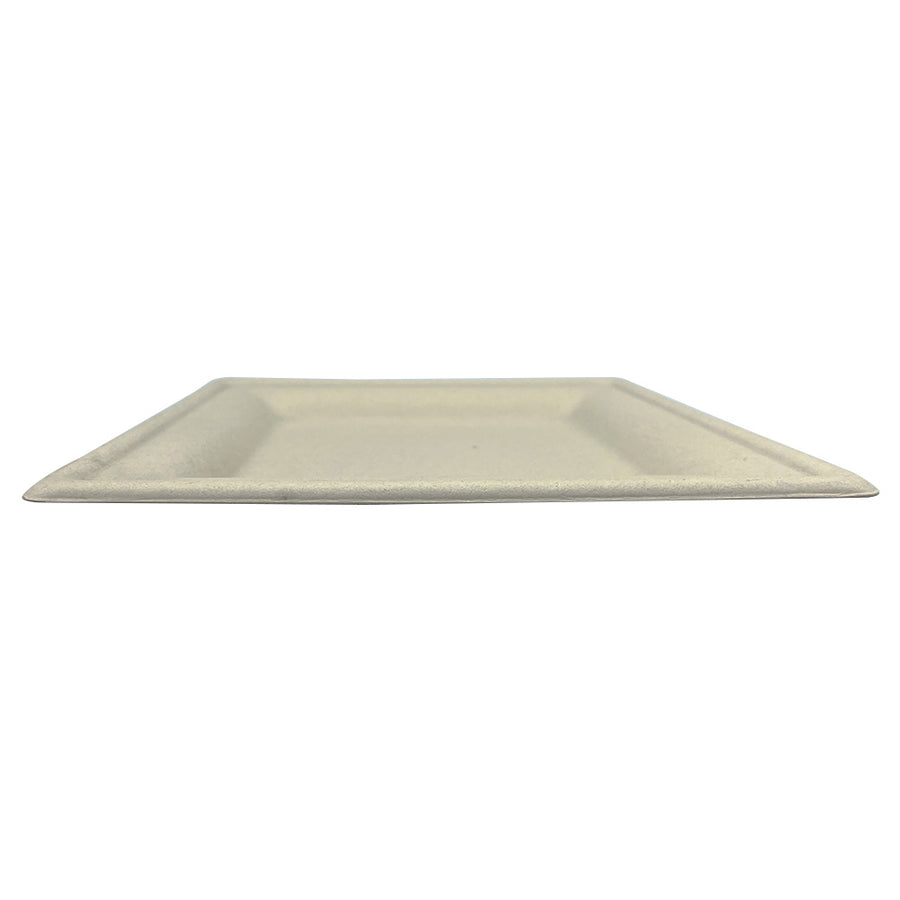 Empress Earth EDP-88-PF Square Heavy Molded Fiber Plate 8" x 8" Natural White PFAS Free 500/CS