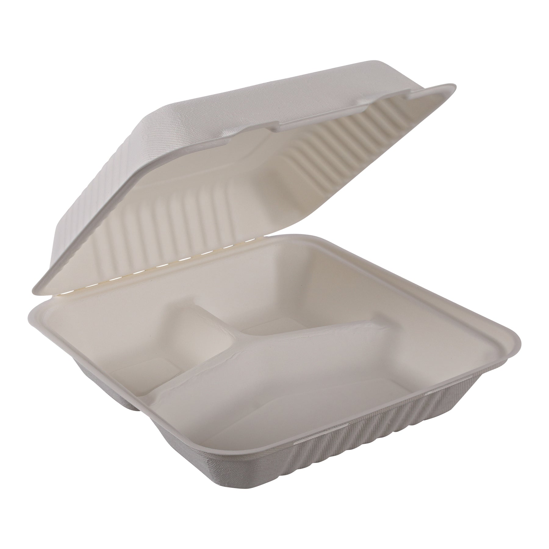Empress Earth EHL-93-PF Hinged Container Molded Fiber Deep 9"x9"x3" Natural White 3C PFAS Free 200/CS