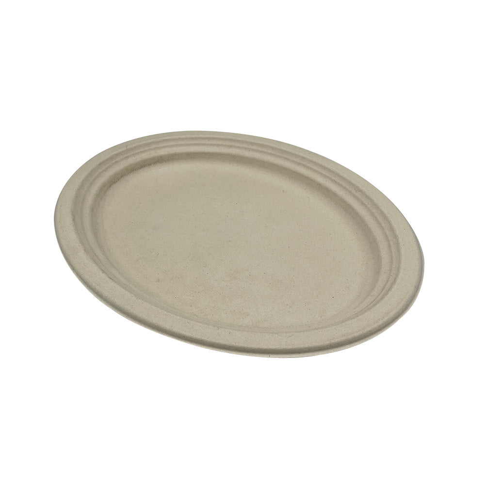 Empress Earth EPL-16-2-PF Heavy Weight Platter 12.5" x 10" Natural White Bagasse 500/CS