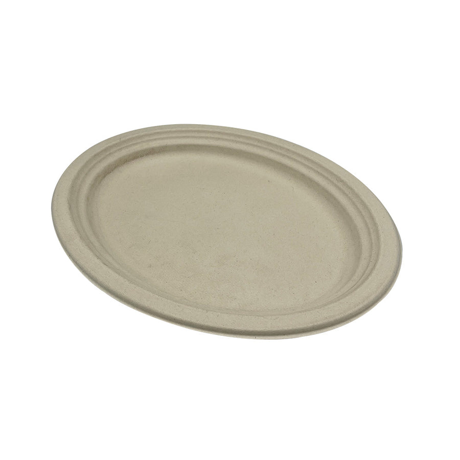 Empress Earth EPL-16-2-PF Heavy Weight Platter 12.5" x 10" Natural White Bagasse 500/CS