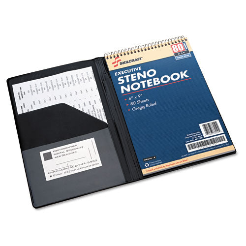 Abilityone 7510014547388 7510014547388 Skilcraft Vinyl Steno Pad Holder, Vinyl/foam, 6" X 9", 80 Page, Black