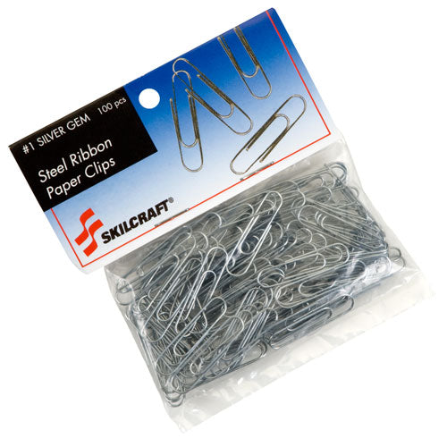 Abilityone 7510014676738 7510014676738 SKILCRAFT Paper Clips, #1, Smooth, Silver, 100/Pack