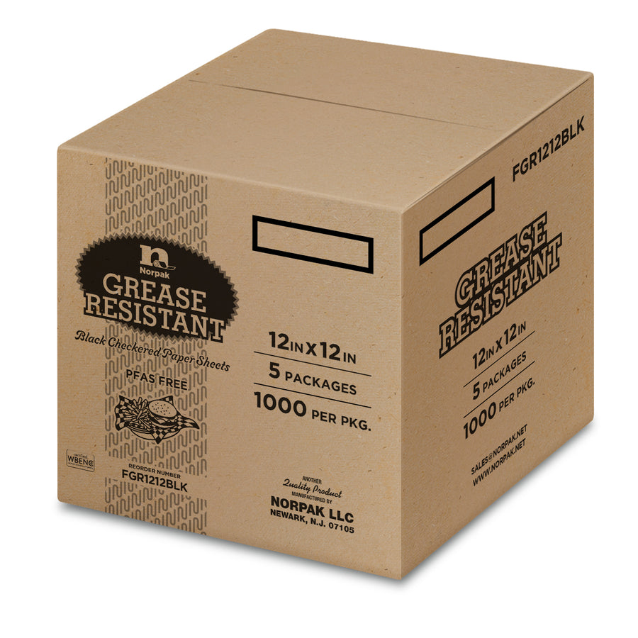 Norpak FGR1212BLK 12" x 12" Grease Resistant Black Check 5000/CS