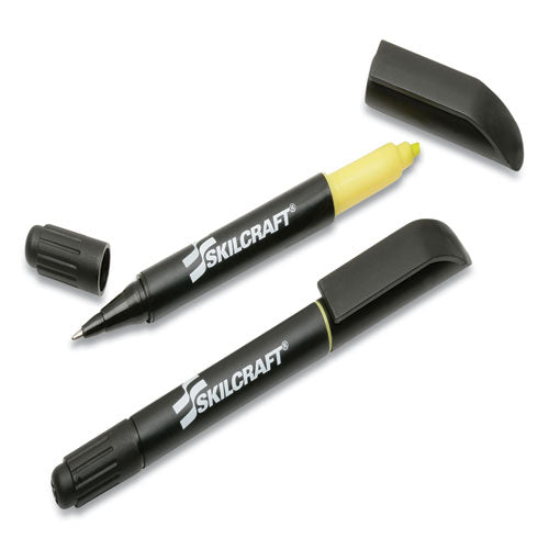 Abilityone 7520014840020 7520014840020 Skilcraft Rite-N-Lite Ballpoint Pen/highlighter, Yellow/black Ink, Chisel/conical Tip, Black Barrel, Dozen