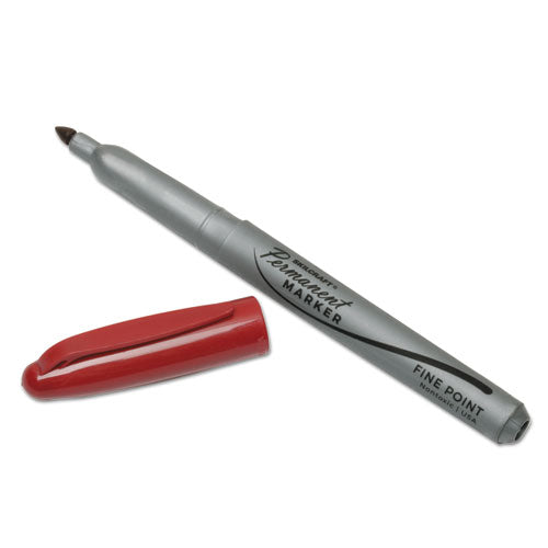 Abilityone 7520015114324 7520015114324 Skilcraft Fine Point Permanent Marker, Fine Bullet Tip, Red, Dozen