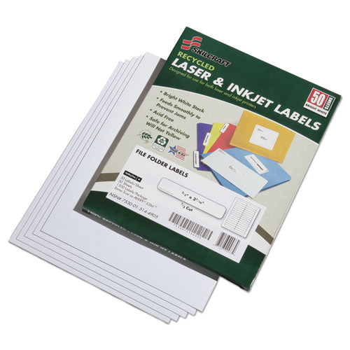 Abilityone 7530015144905 7530015144905 Skilcraft Recycled Laser And Inkjet Labels, 0.66 X 3.44, White, 30/sheet, 50 Sheets/box