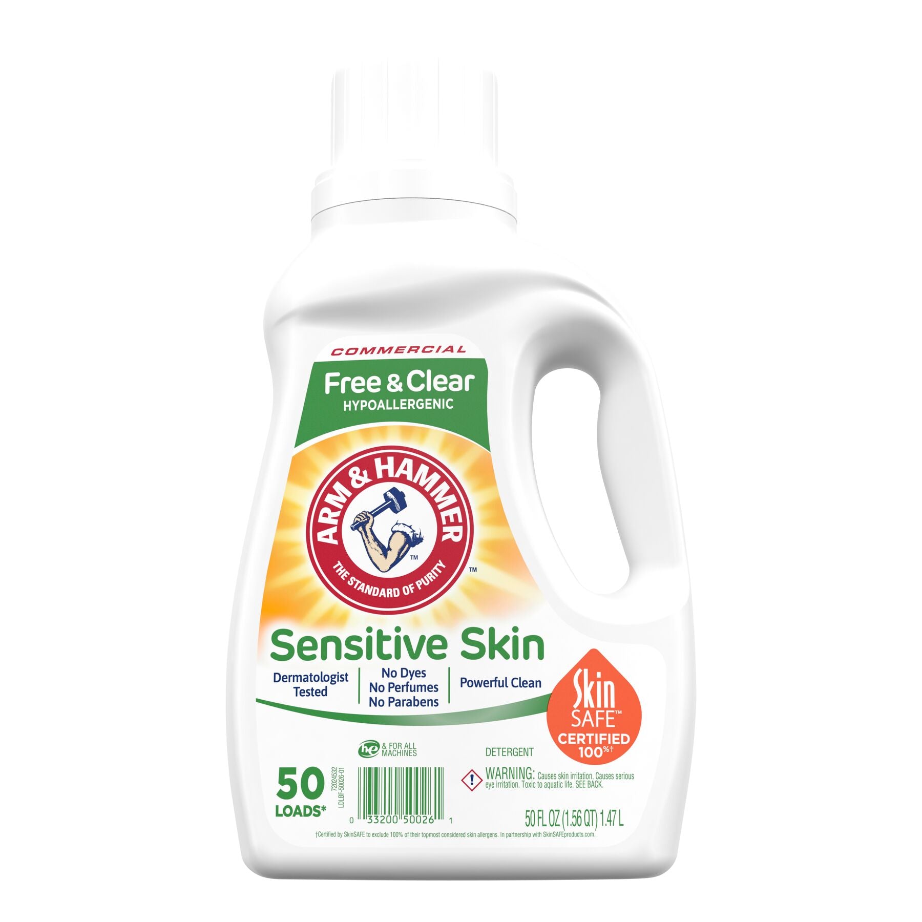 Church & Dwight 33200-50026 Arm & Hammer Liquid Detergent 50 oz Sensitive Skin Free & Clear 8/CS