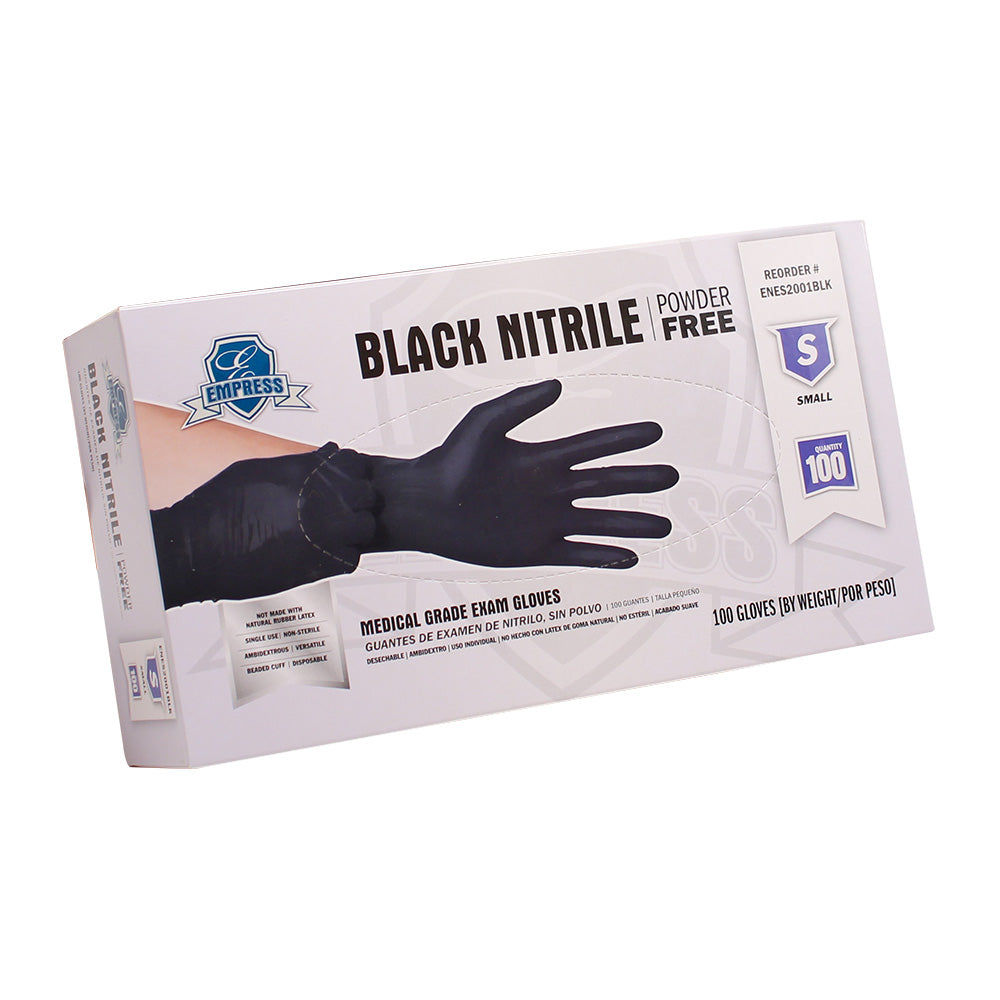 Empress ENES2001BLK Exam Grade Nitrile Glove Black Powder Free Small 1000/CS