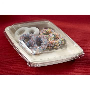 Sabert 51601F300PET Clear Flat Lid for Rectangle Pulp Containers - Clear 300/CS