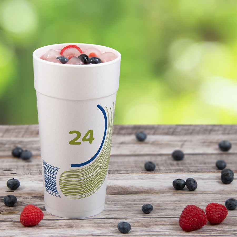 Dart 24J16B 24 oz Foam Cup Breeze White Insulated Hot/Cold 500/CS