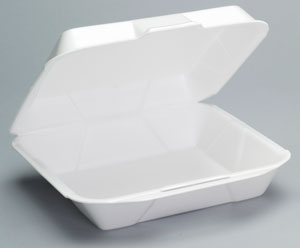 Genpak 25000 Jumbo 1-Comp Hinged Container 10-1/4"x9-1/4"x3-1/4" White Foam 200/CS