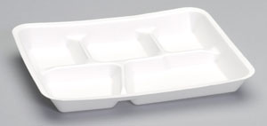 Genpak 10500 5 Compartment Serving tray 10-3/8"x8-3/8x1-3/16 White Foam 500/CS