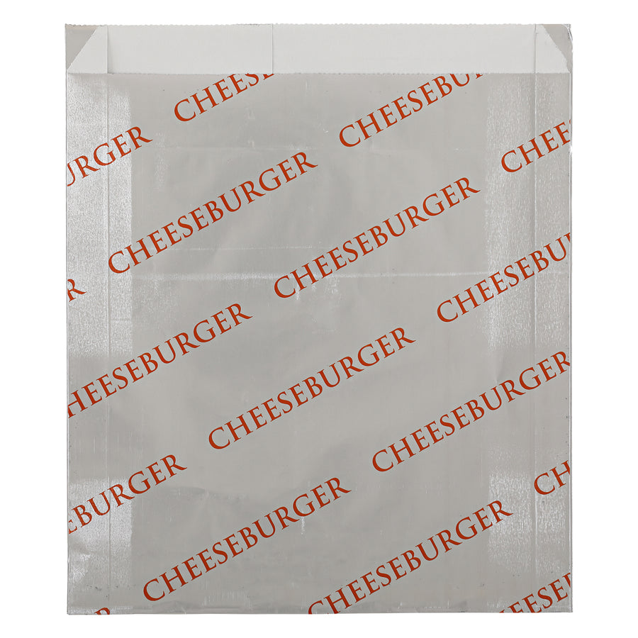 Empress EMFB600765C Foil/Paper Bag, 6.5 mic "Cheeseburger" Print 6"x0.75"x6.5" 1000/CS