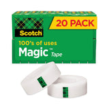 Scotch 810K20 Magic Tape Value Pack, 1" Core, 0.75" X 83.33 Ft, Clear, 20/pack 2