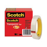 Scotch 600-2P34-72 Transparent Tape, 3" Core, 0.75" X 72 Yds, Transparent, 2/pack 2