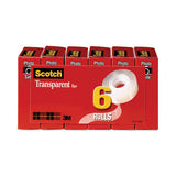 Scotch 600-6PK Transparent Tape, 1" Core, 0.75" X 36 Yds, Transparent, 6/pack 2