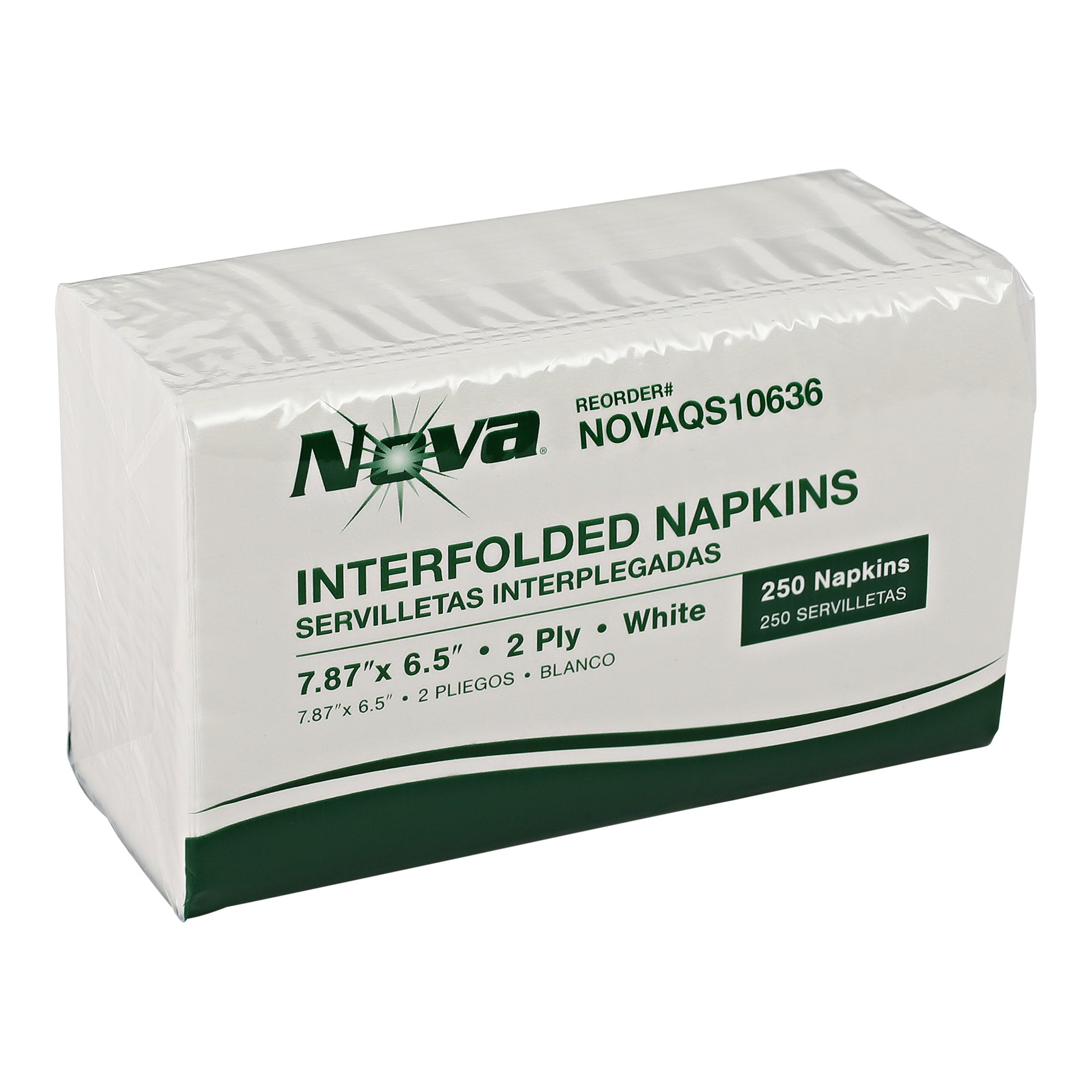 Nova NOVA QS10636 Interfolded Dispenser Napkin 7.87 x 6.5, White, 2-Ply 6000/CS