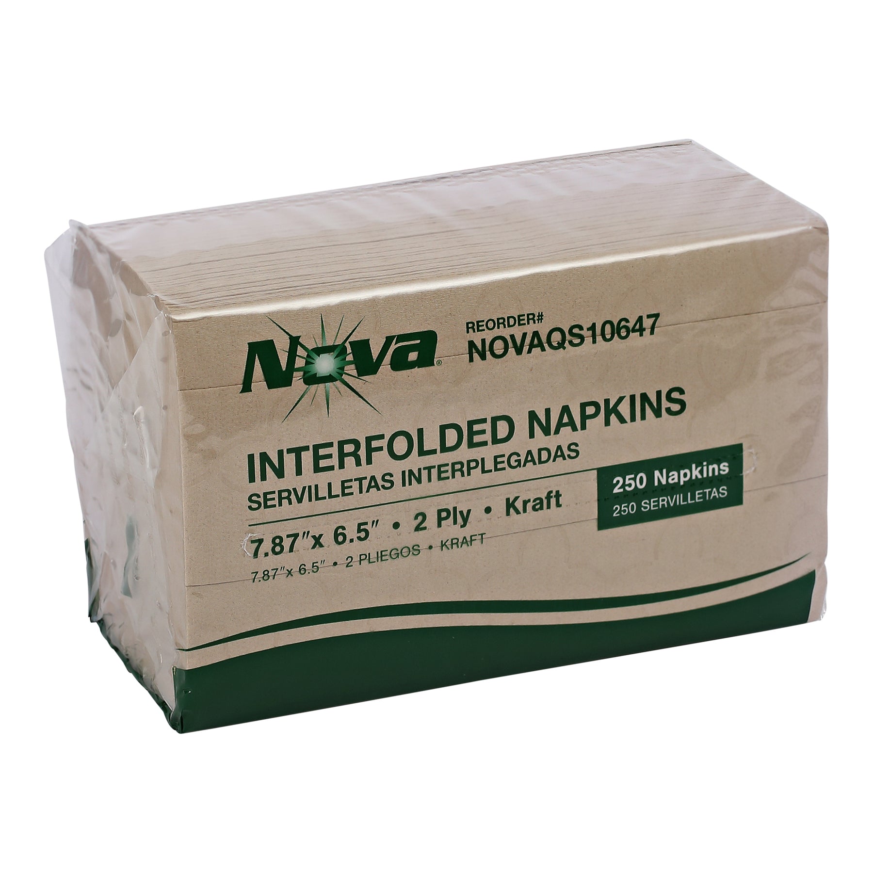 Nova NOVA QS10647 Interfolded Dispenser Napkin 7.87 x 6.5, Kraft, 2-Ply 6000/CS