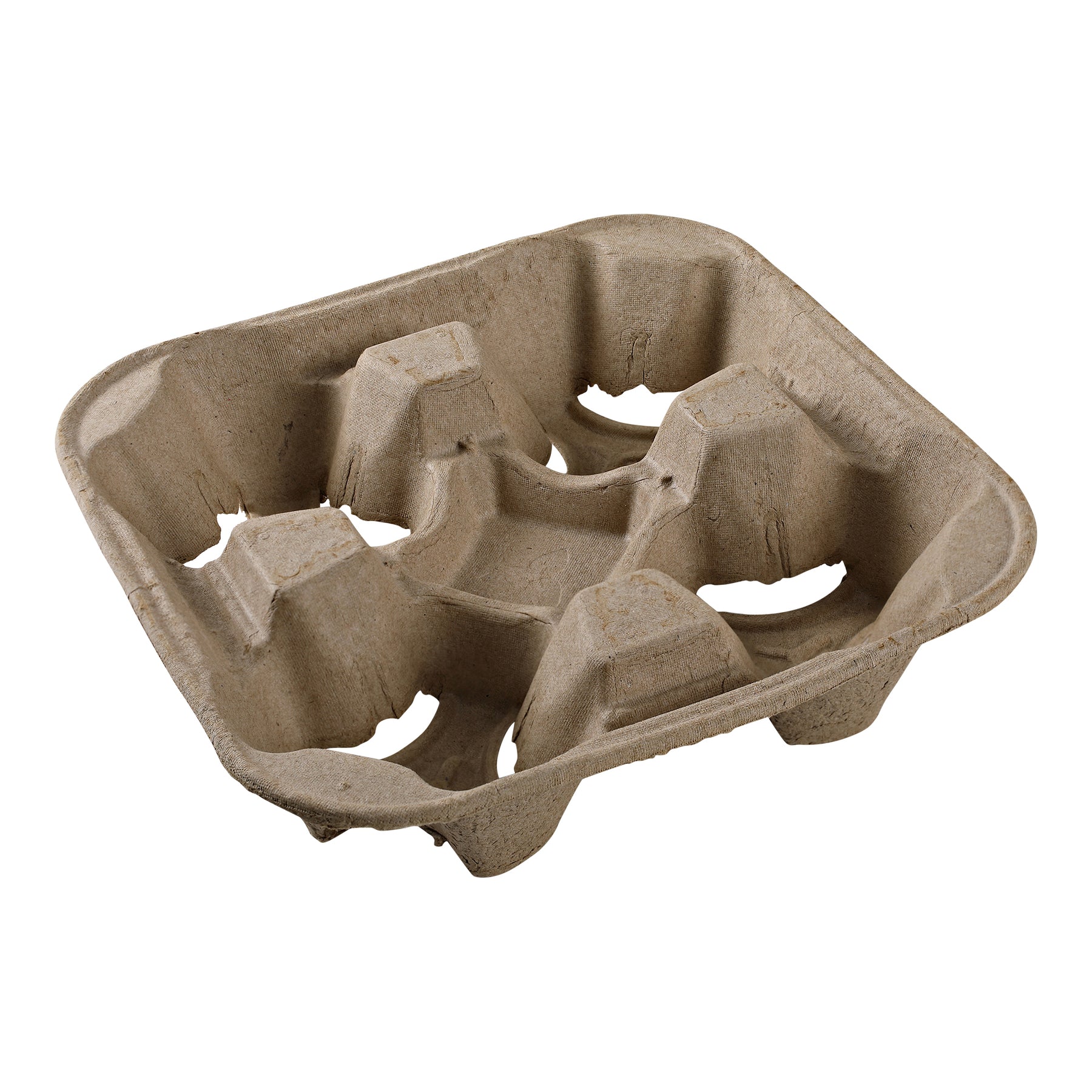 Empress EMP4CUPHLDR Pulp 4 Cup Carrier 8oz- 32oz, 8.74"x8.74"x2.16" Brown 300/CS