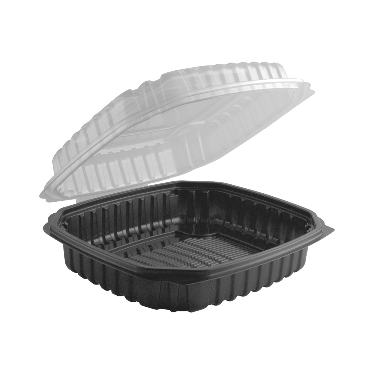 Anchor Packaging 4660911 / CB9911 1-Compartment Black Base Clear Lid 9" x 9" x 2.5" Hinged Clamshell 120/CS
