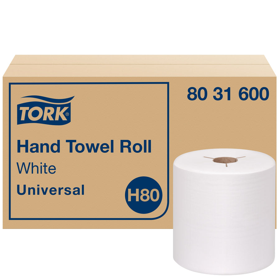 Essity 8031600 H80 Tork Hand Towel Refill White, 1-Ply Paper 6/CS