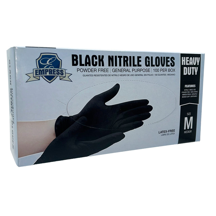 Empress Enhdgppfblkm5 Heavy Nitrile General Purpose Glove Medium, Black 5 mil Powder Free 1000/CS