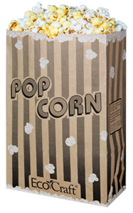 Bagcraft 300614 EcoCraft Theater Popcorn Bag 170 oz Black Stripe 250/CS
