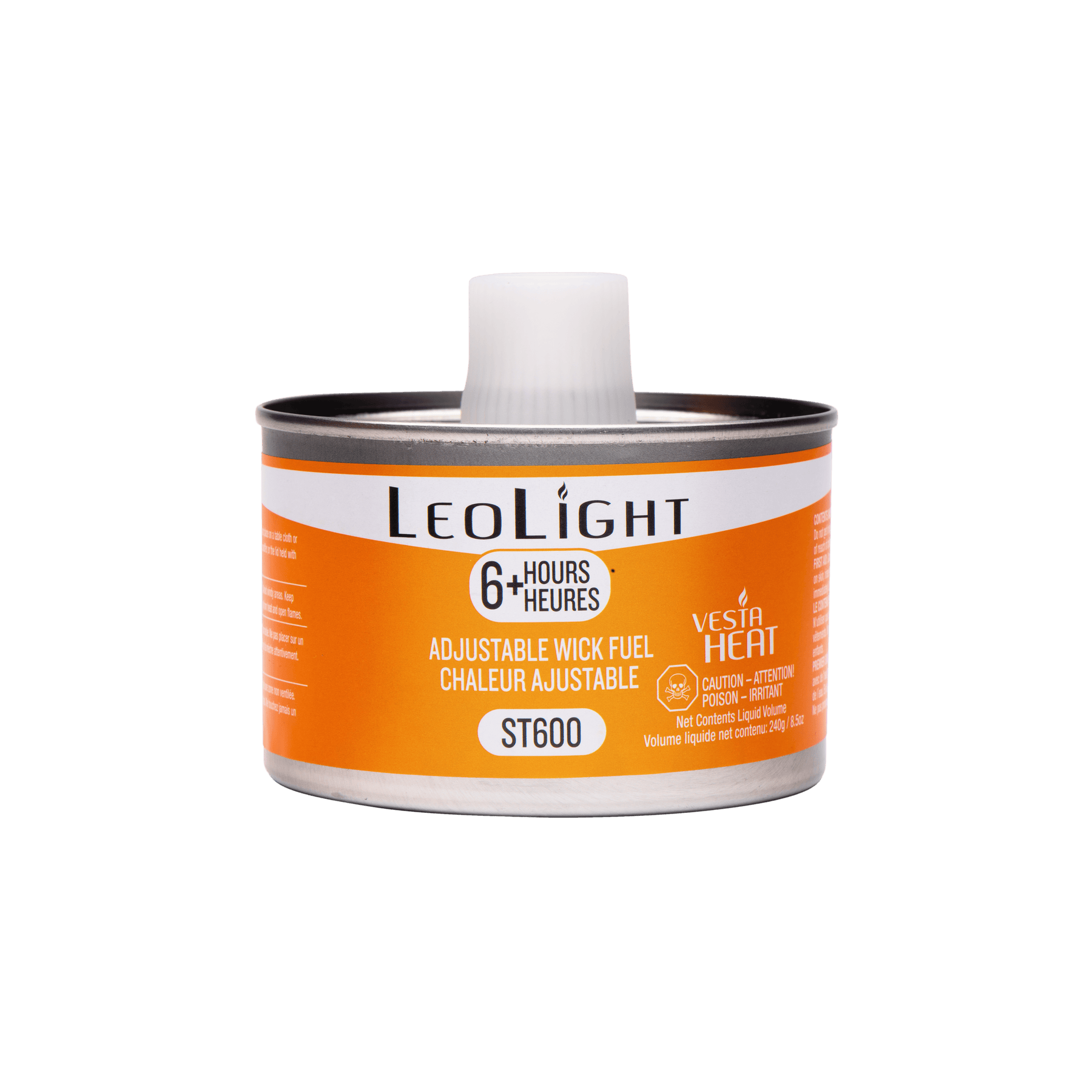 Leolight ST600 LeoLight 6 Hour Vesta Heat Orange Stem Top Wick Chafing Fuel 24/CS