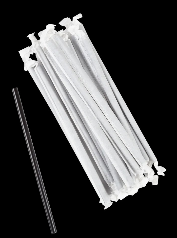 Amercareroyal STNGT1970722 Giant Wrapped Poly Straws 7.75 inch, Black 7200/CS