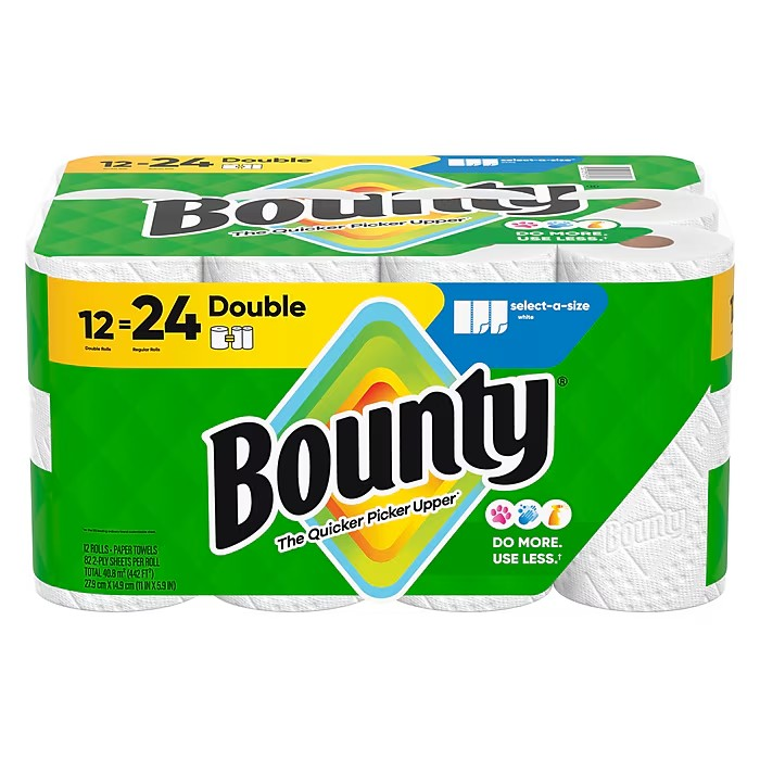 P&g Professional 15705 Bounty Paper Towels White, 12 Double Rolls, 82 sheets
