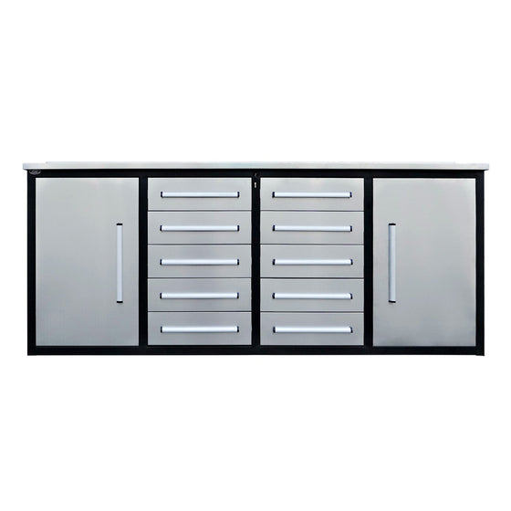 7ft Heavy Duty Workbench with 10 Drawers & 2 Cabinets