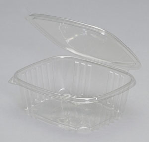 Genpak AD32 32oz Deli Container Clear Hinged 7-1/4"x6-3/8"x2-5/8" APET 200/CS