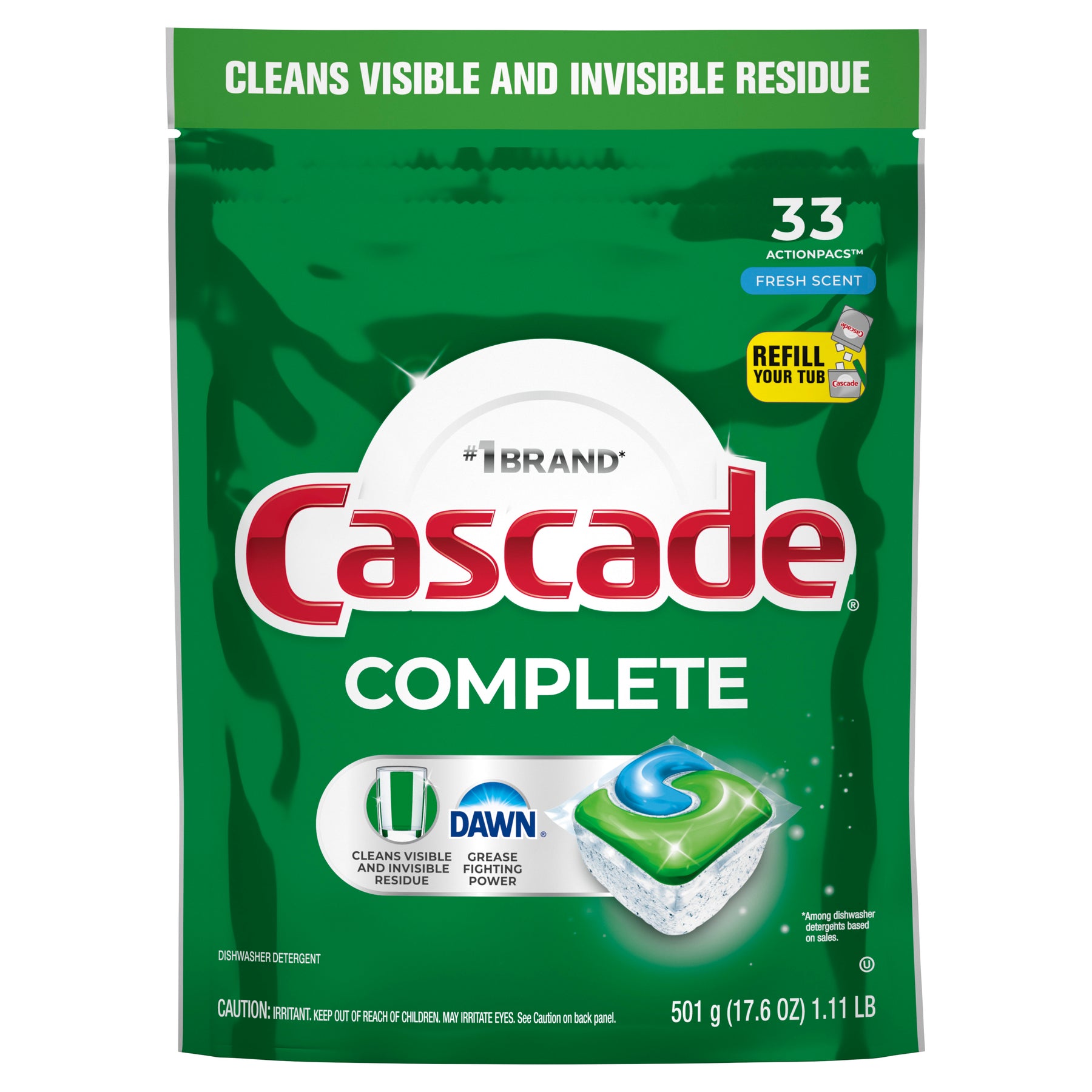 P&g Professional 15518 Cascade Action Pacs 33 Count Complete Fresh Scent 4/CS