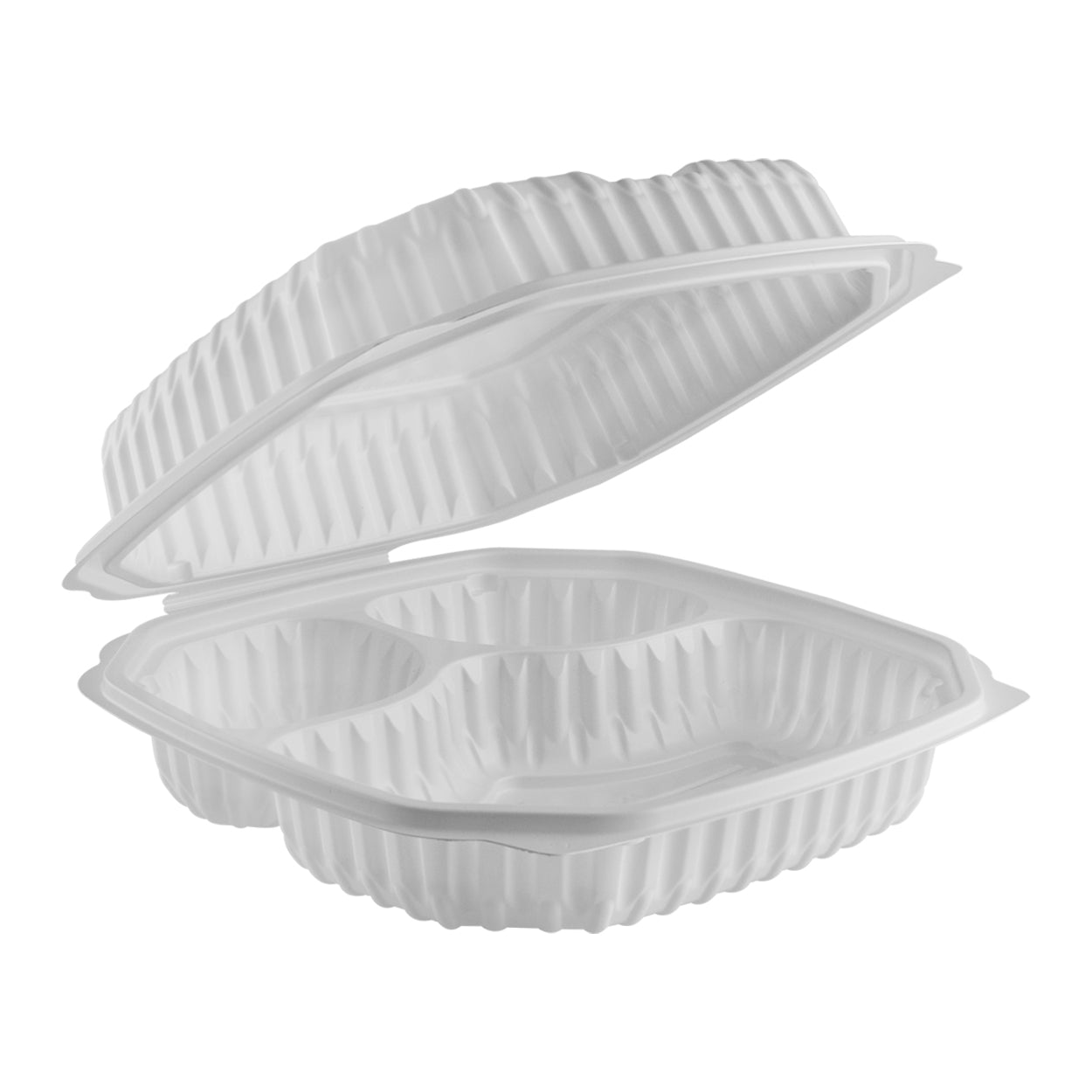 Nature's B 4719931 / CM9931N Nature's Best Hinged Container 9" x 9" Natural MFPP 3 Compartment 120/CS