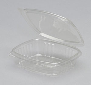 Genpak AD08 8oz Deli Container Clear Hinged 5-3/8"x4-1/2"x1-1/2" APET 200/CS