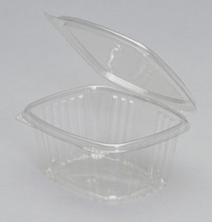 Genpak AD16 16oz Deli Container Clear Hinged 5-3/8"x4-1/2"x2-5/8" APET 200/CS
