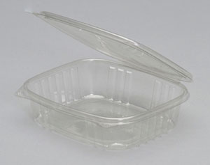 Genpak AD24 24oz Deli Container Clear Hinged 7-1/4"x6-3/8"x2-1/4" APET 200/CS