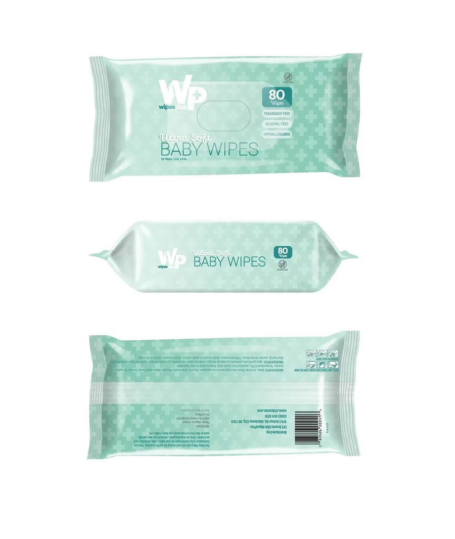 Wipesplus 67812 Wipes Plus Baby Wipes Unscented 80 ct , Refill Pack 12/CS